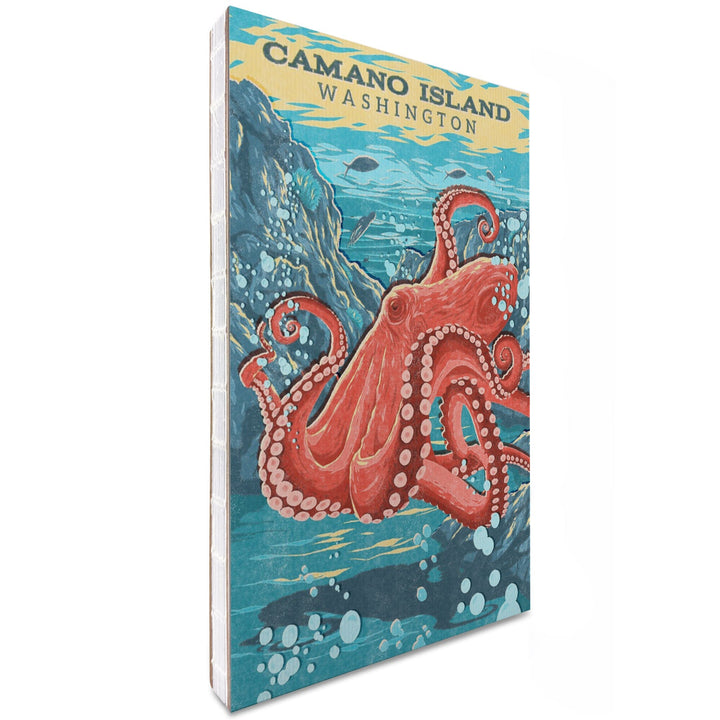 Lined 6x9 Journal, Camano Island, Washington, Vintage Press, Octopus, Lay Flat, 193 Pages, FSC paper Home Lantern Press 