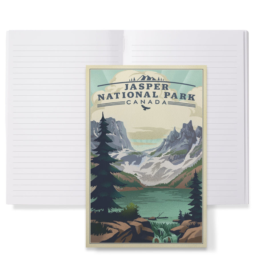 Lined 6x9 Journal, Canada, Jasper National Park, Lake, Lithograph, Lay Flat, 193 Pages, FSC paper Home Lantern Press 