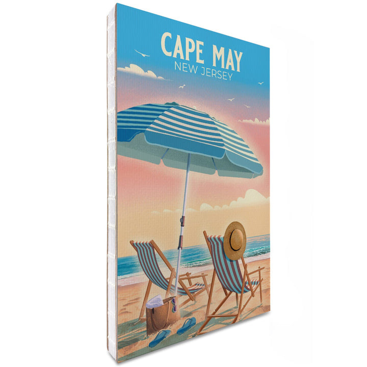 Lined 6x9 Journal, Cape May, New Jersey, Beach Umbrella and Chair, Lay Flat, 193 Pages, FSC paper Home Lantern Press 