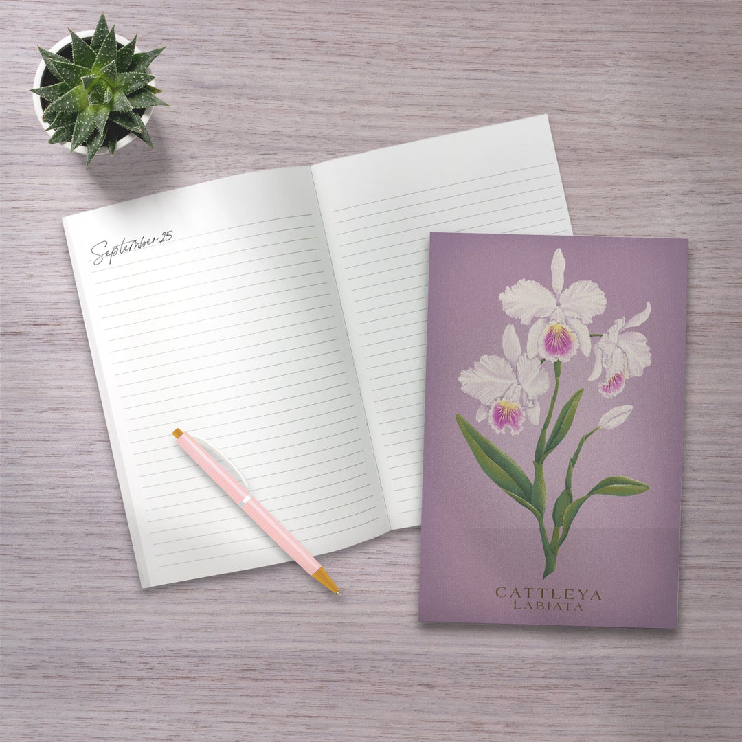 Lined 6x9 Journal, Cattleya, Orchid, Vintage Flora, Lay Flat, 193 Pages, FSC paper Home Lantern Press 