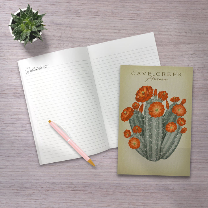 Lined 6x9 Journal, Cave Creek, Arizona, Claretcup Cactus, Vintage Flora, Lay Flat, 193 Pages, FSC paper Home Lantern Press 