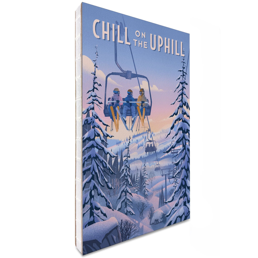 Lined 6x9 Journal, Chill on the Uphill, Ski Lift, Lay Flat, 193 Pages, FSC paper Home Lantern Press 