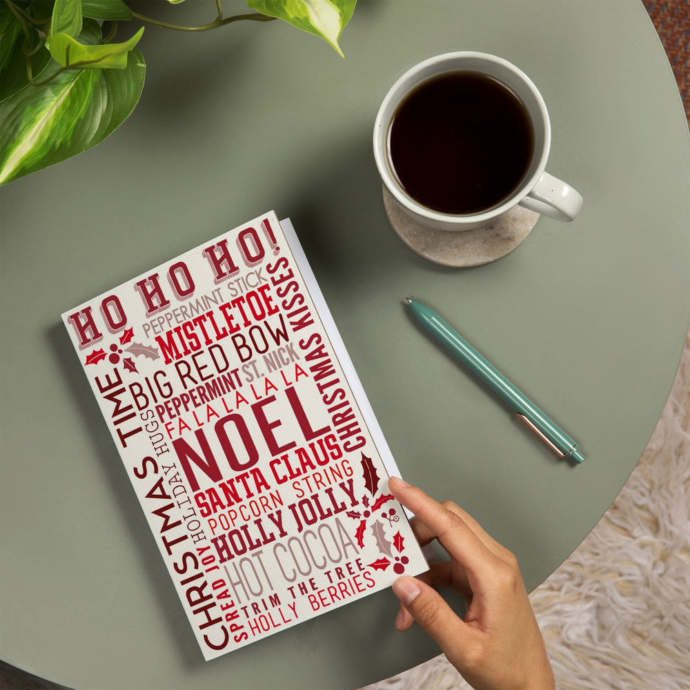 Lined 6x9 Journal, Christmas, Ho Ho Ho, Typography, Lay Flat, 193 Pages, FSC paper Home Lantern Press 