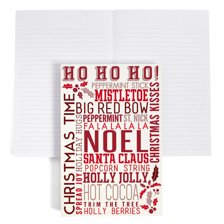 Lined 6x9 Journal, Christmas, Ho Ho Ho, Typography, Lay Flat, 193 Pages, FSC paper Home Lantern Press 