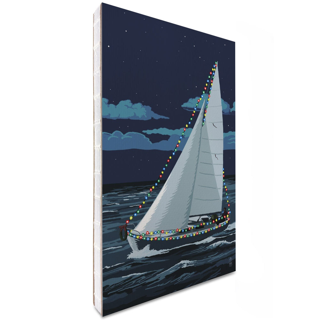 Lined 6x9 Journal, Christmas Lights Sailboat, Lay Flat, 193 Pages, FSC paper Home Lantern Press 