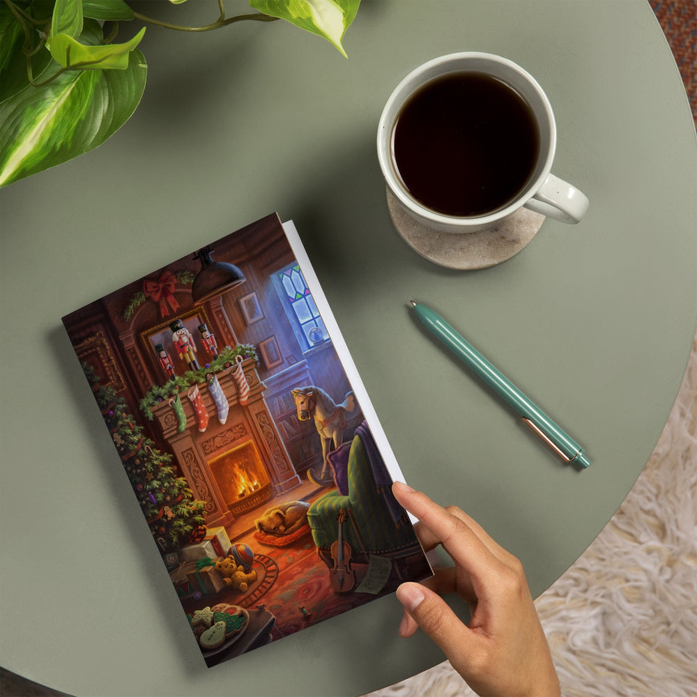 Lined 6x9 Journal, Christmas Morning, Stockings above Fireplace, Lay Flat, 193 Pages, FSC paper Home Lantern Press 