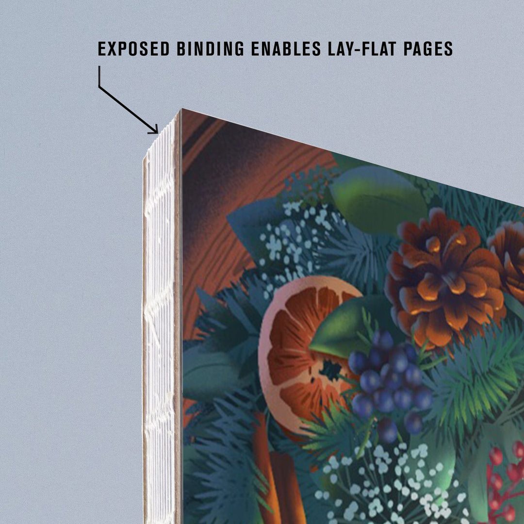 Lined 6x9 Journal, Christmas Wreath and Stained Glass Window, Lay Flat, 193 Pages, FSC paper Home Lantern Press 
