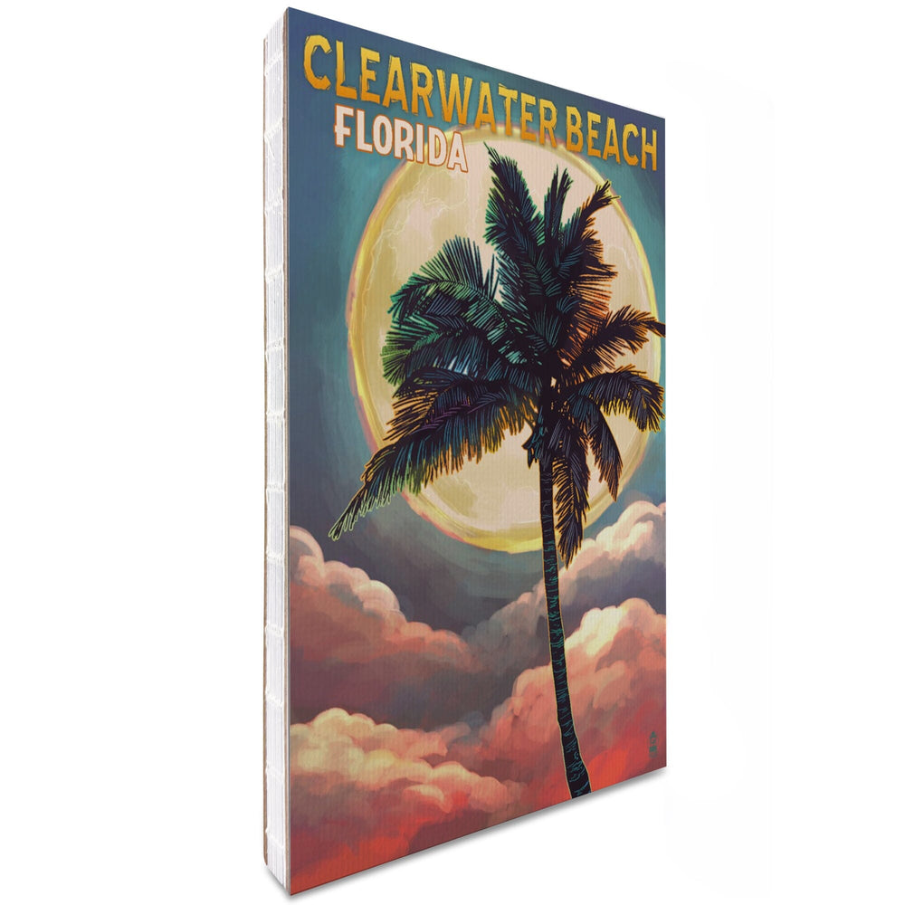 Lined 6x9 Journal, Clearwater Beach, Florida, Palm and Moon, Lay Flat, 193 Pages, FSC paper Home Lantern Press 
