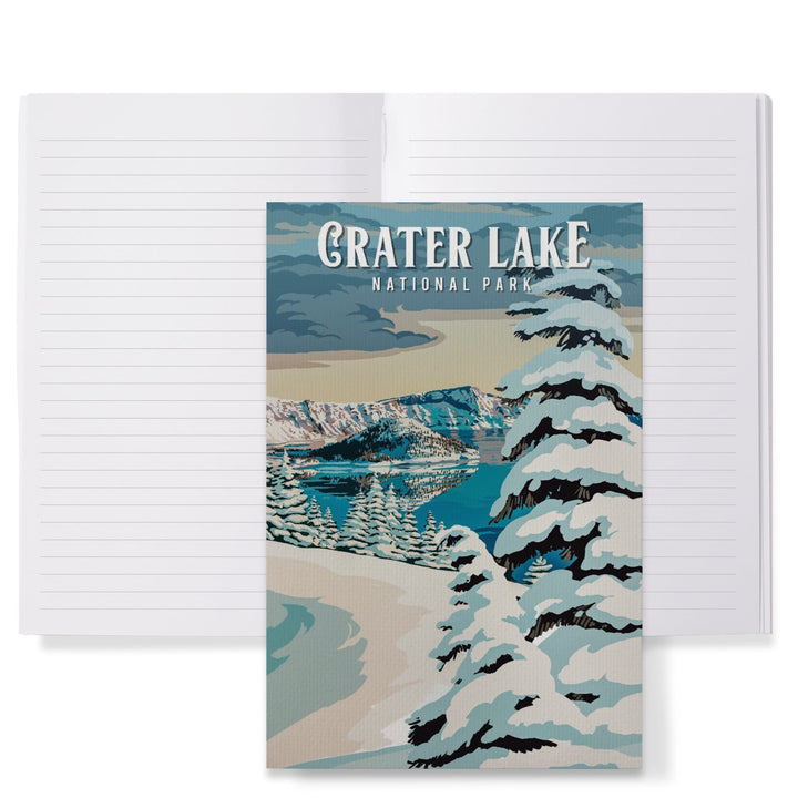 Lined 6x9 Journal, Crater Lake National Park, Oregon, Winter, Painterly National Park Series, Lay Flat, 193 Pages, FSC paper Home Lantern Press 