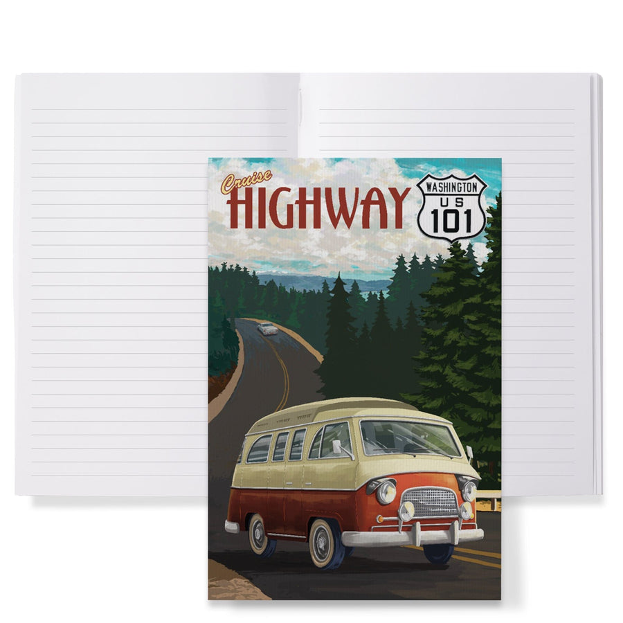 Lined 6x9 Journal, Cruise Highway 101, Washington, Camper Van, Lay Flat, 193 Pages, FSC paper Home Lantern Press 