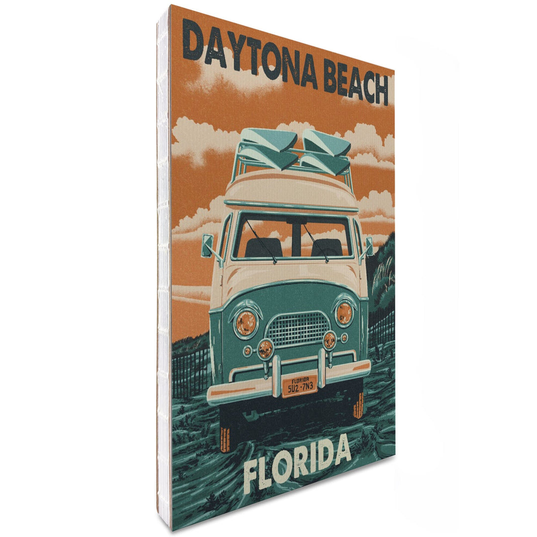 Lined 6x9 Journal, Daytona Beach, Florida, Letterpress, Camper Van, Lay Flat, 193 Pages, FSC paper Home Lantern Press 