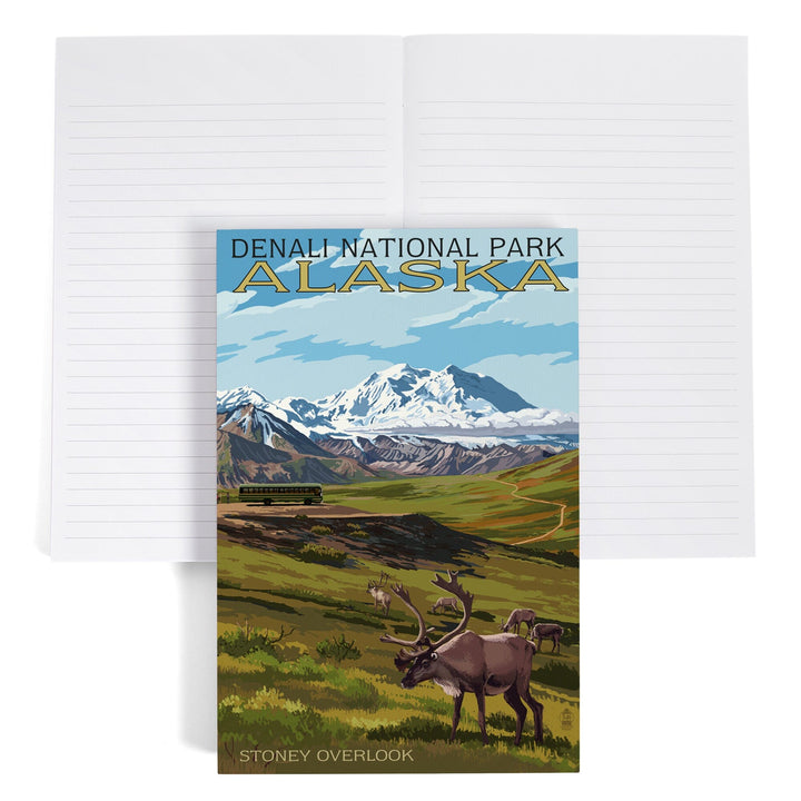 Lined 6x9 Journal, Denali National Park, Alaska, Caribou and Stoney Overlook, Lay Flat, 193 Pages, FSC paper Home Lantern Press 