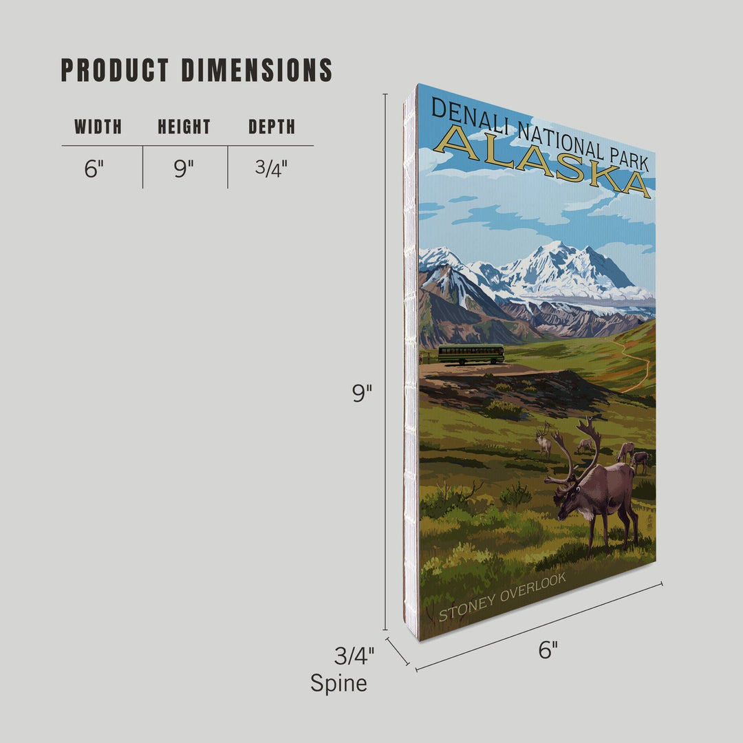 Lined 6x9 Journal, Denali National Park, Alaska, Caribou and Stoney Overlook, Lay Flat, 193 Pages, FSC paper Home Lantern Press 