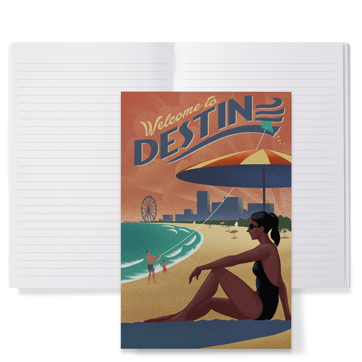 Lined 6x9 Journal, Destin, Florida, Beach Scene, Litho, Lay Flat, 193 Pages, FSC paper Home Lantern Press 