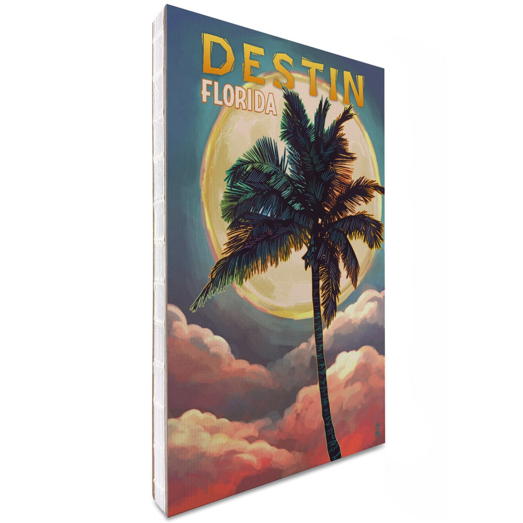 Lined 6x9 Journal, Destin, Florida, Palm and Moon, Lay Flat, 193 Pages, FSC paper Home Lantern Press 