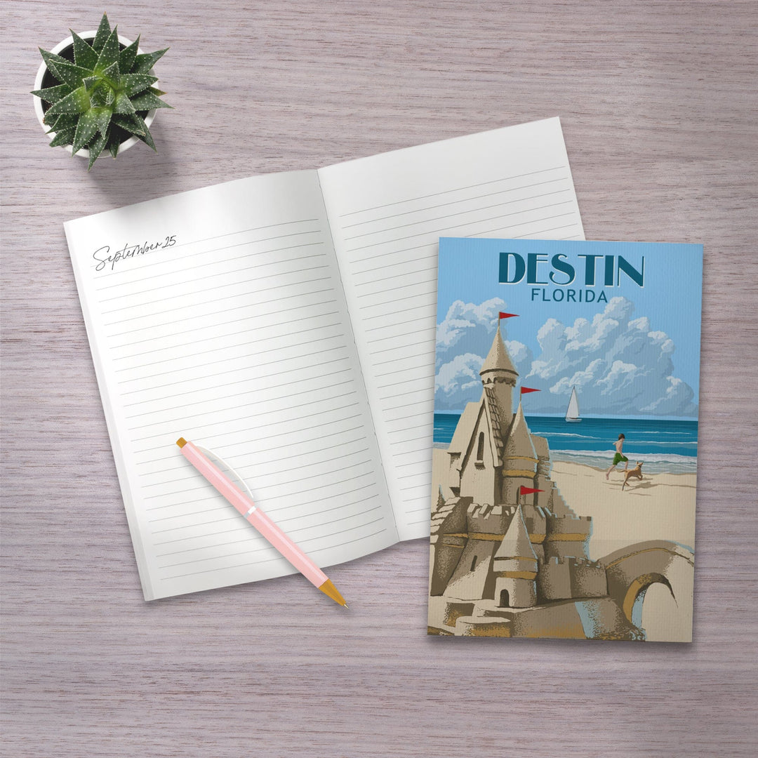 Lined 6x9 Journal, Destin, Florida, Sandcastle, Lay Flat, 193 Pages, FSC paper Home Lantern Press 