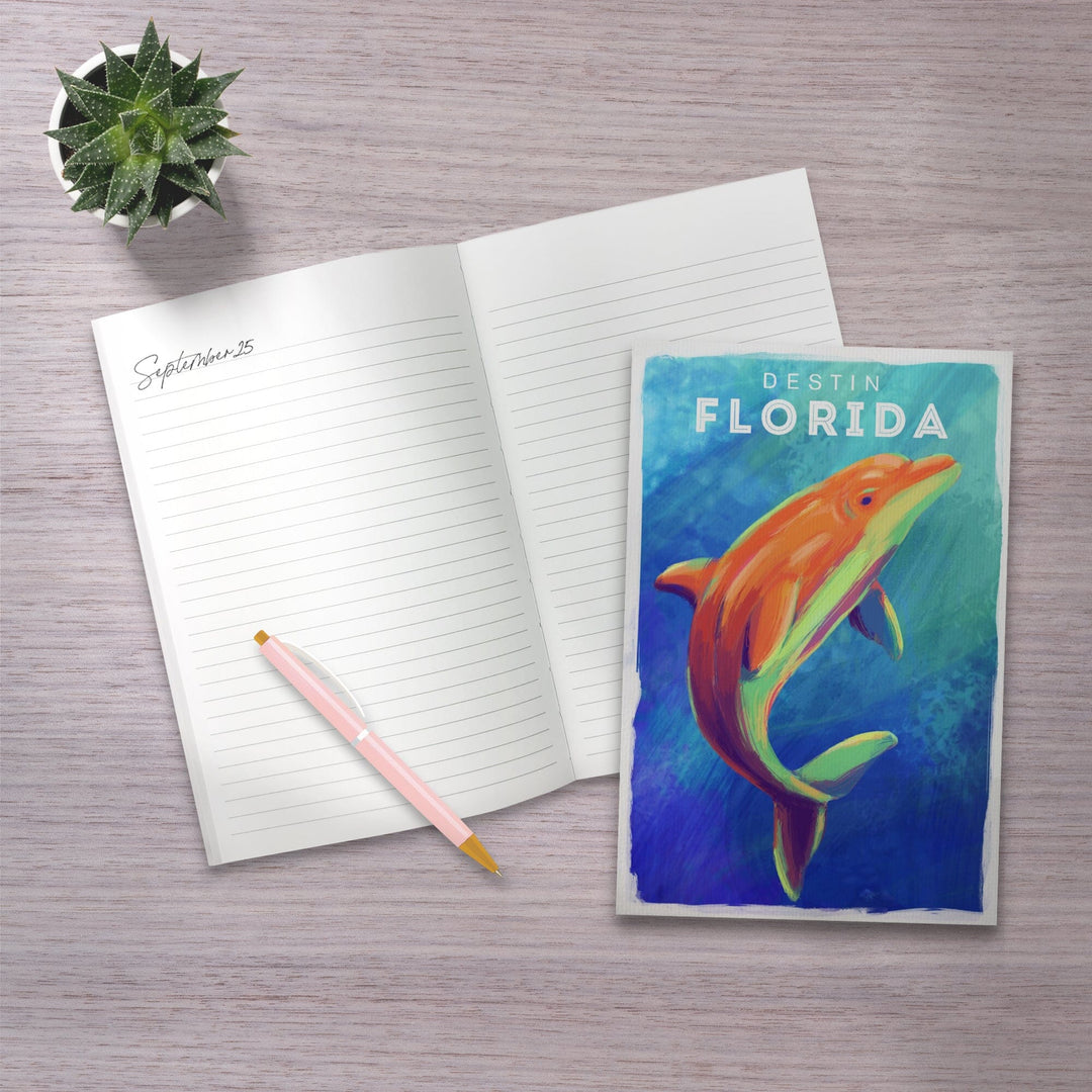 Lined 6x9 Journal, Destin, Florida, Vivid, Bottlenose Dolphin, Lay Flat, 193 Pages, FSC paper Home Lantern Press 