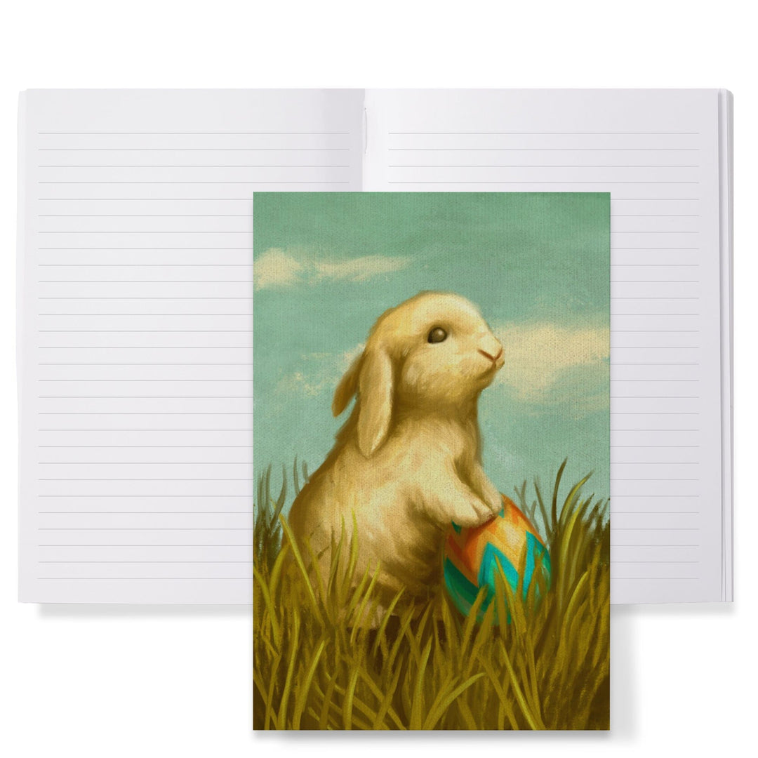 Lined 6x9 Journal, Easter Bunny, Oil Painting, Lay Flat, 193 Pages, FSC paper Home Lantern Press 