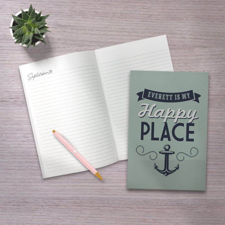 Lined 6x9 Journal, Everett, Washington, My Happy Place, Lay Flat, 193 Pages, FSC paper Home Lantern Press 
