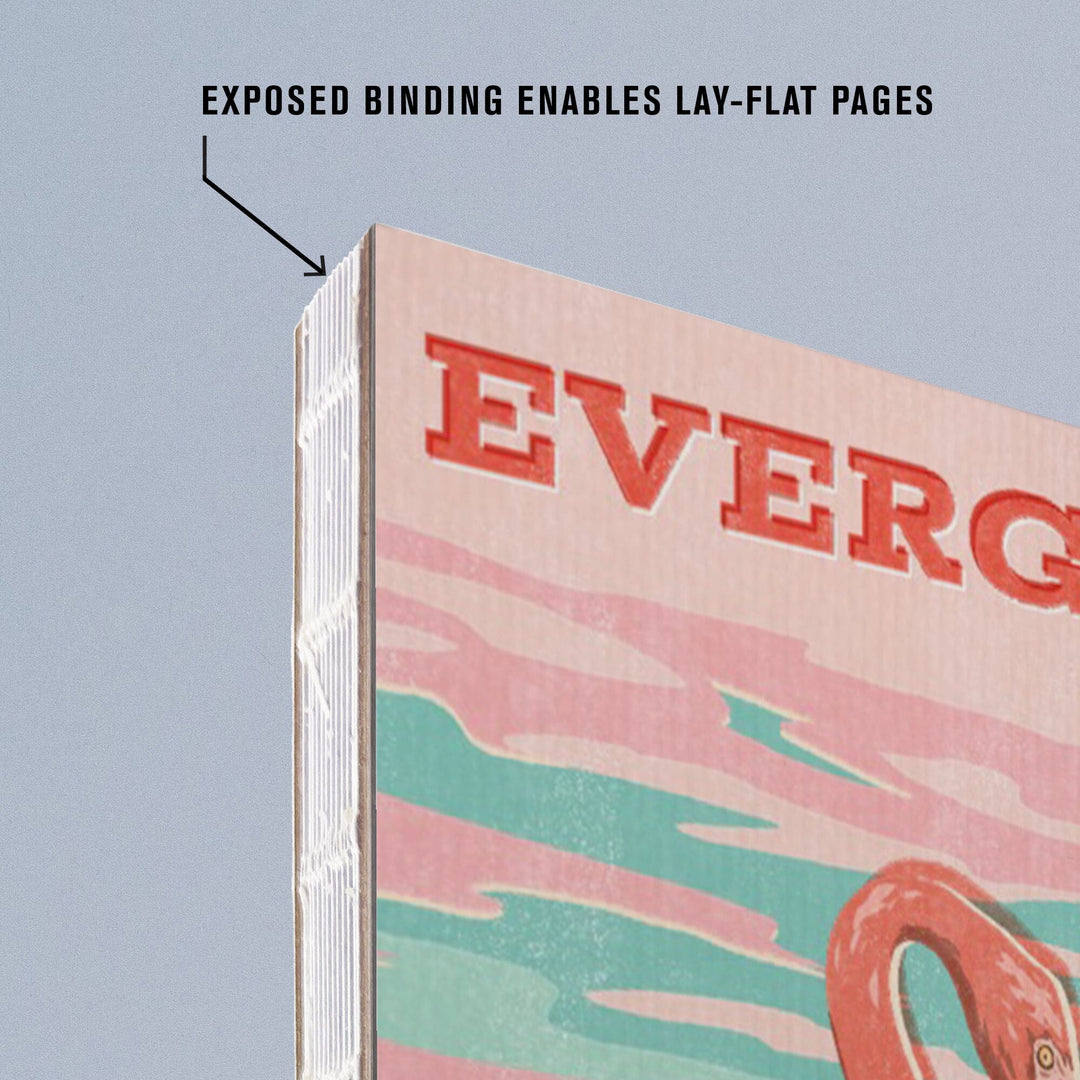 Lined 6x9 Journal, Everglades, Florida, Vintage Print Press, Flamingo, Lay Flat, 193 Pages, FSC paper Home Lantern Press 