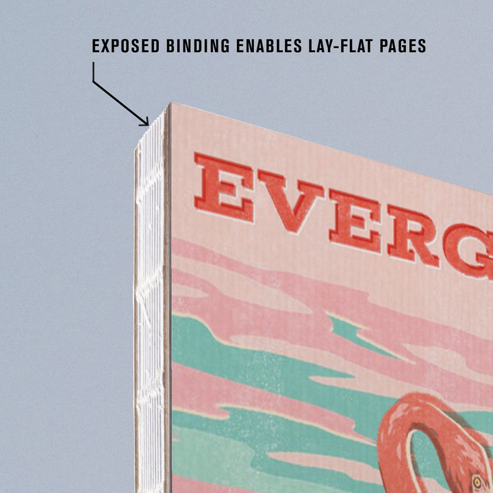 Lined 6x9 Journal, Everglades, Florida, Vintage Print Press, Flamingo, Lay Flat, 193 Pages, FSC paper Home Lantern Press 