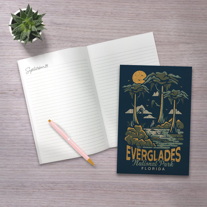 Lined 6x9 Journal, Everglades National Park, Florida, Distress Vector Shapes, Lay Flat, 193 Pages, FSC paper Home Lantern Press 