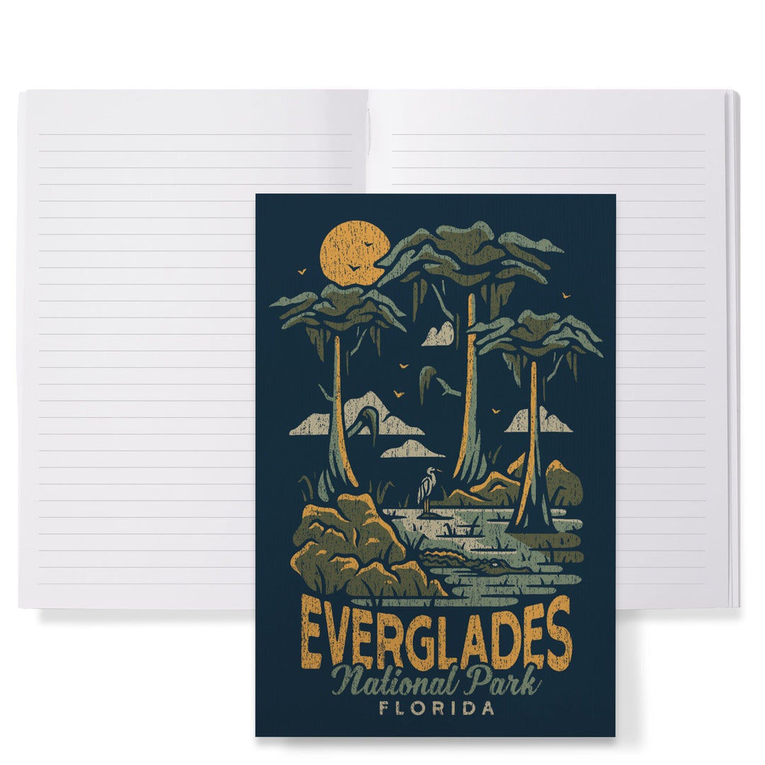 Lined 6x9 Journal, Everglades National Park, Florida, Distress Vector Shapes, Lay Flat, 193 Pages, FSC paper Home Lantern Press 