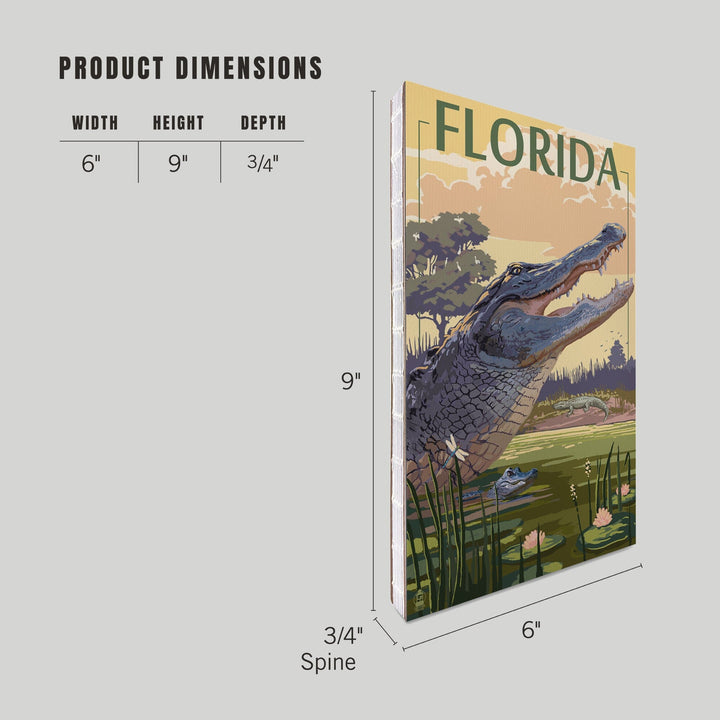 Lined 6x9 Journal, Florida, Alligator Scene, Lay Flat, 193 Pages, FSC paper Home Lantern Press 