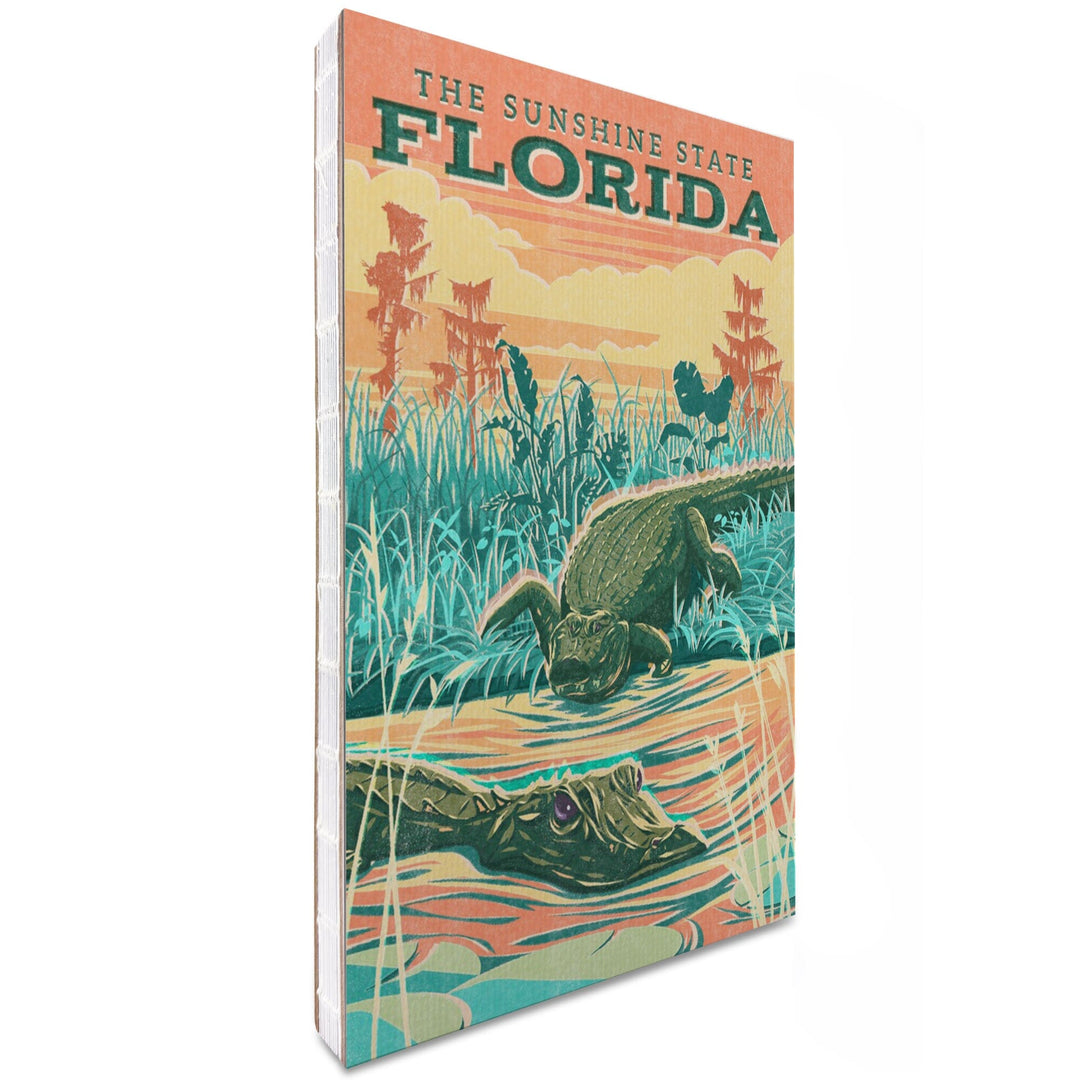 Lined 6x9 Journal, Florida, Alligator Vintage Print Press, The Sunshine State, Lay Flat, 193 Pages, FSC paper Home Lantern Press 
