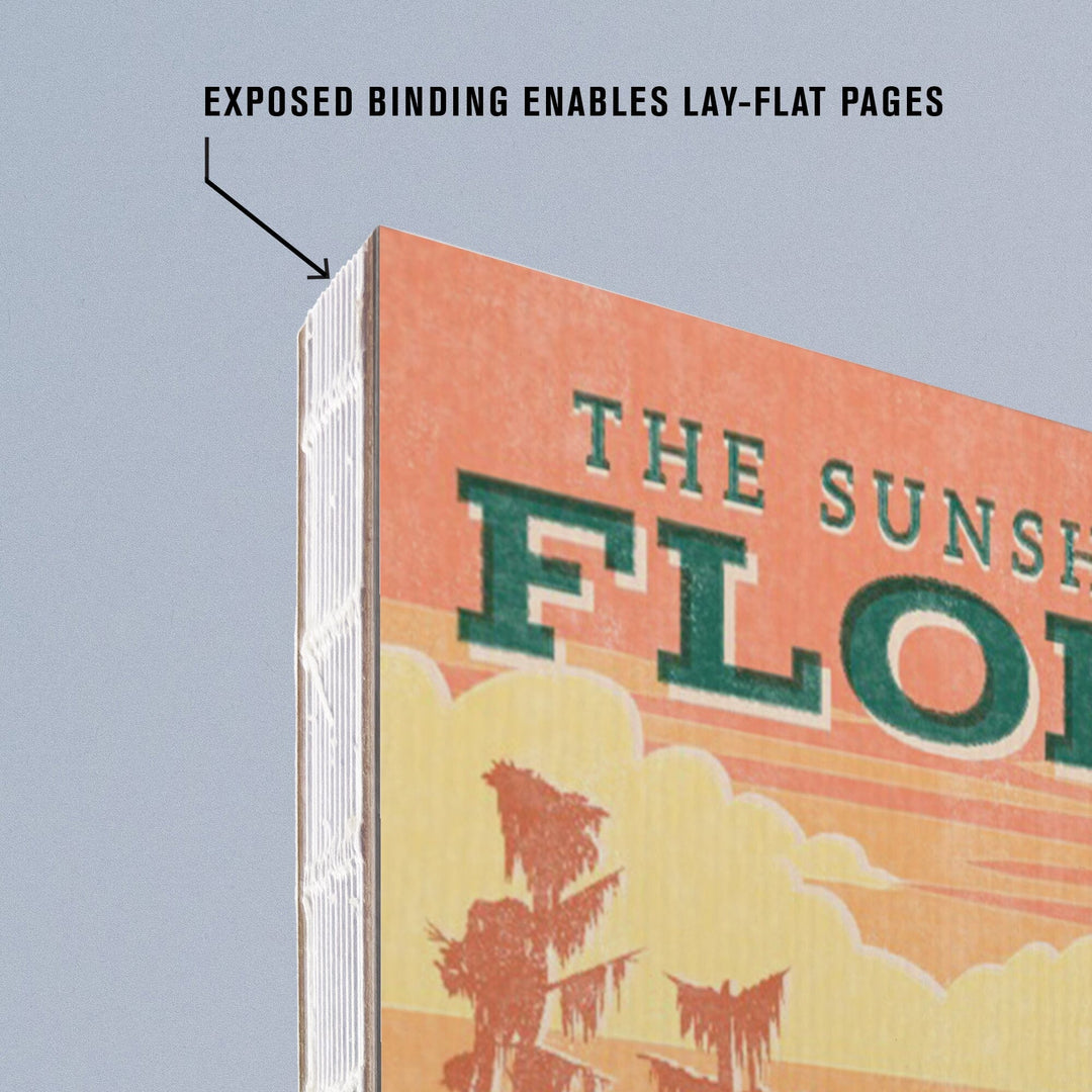 Lined 6x9 Journal, Florida, Alligator Vintage Print Press, The Sunshine State, Lay Flat, 193 Pages, FSC paper Home Lantern Press 