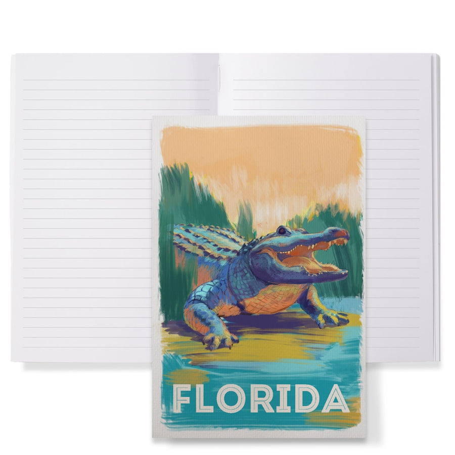 Lined 6x9 Journal, Florida, Alligator, Vivid, Lay Flat, 193 Pages, FSC paper Home Lantern Press 