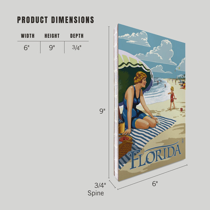 Lined 6x9 Journal, Florida, Beach Scene, Lay Flat, 193 Pages, FSC paper Home Lantern Press 