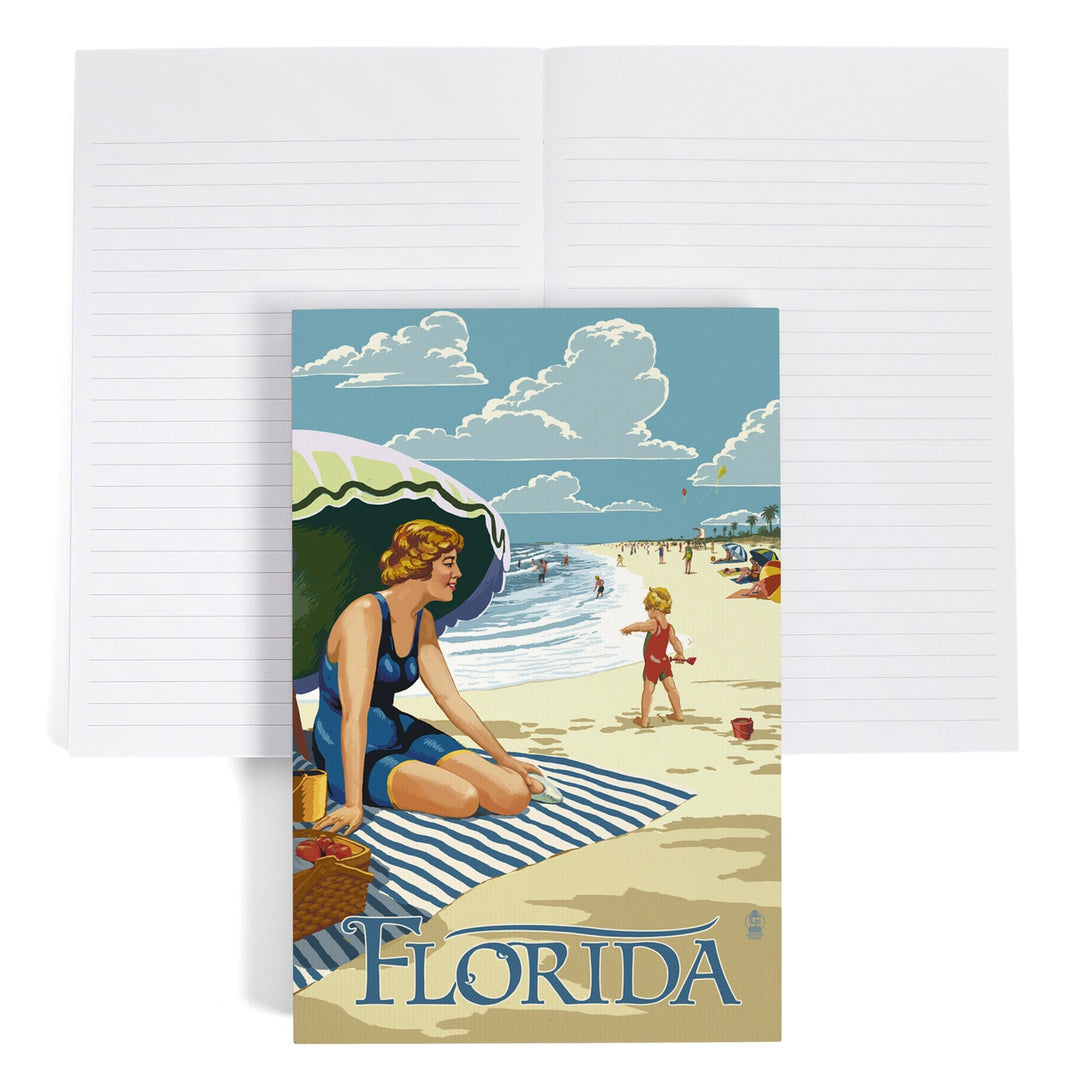 Lined 6x9 Journal, Florida, Beach Scene, Lay Flat, 193 Pages, FSC paper Home Lantern Press 