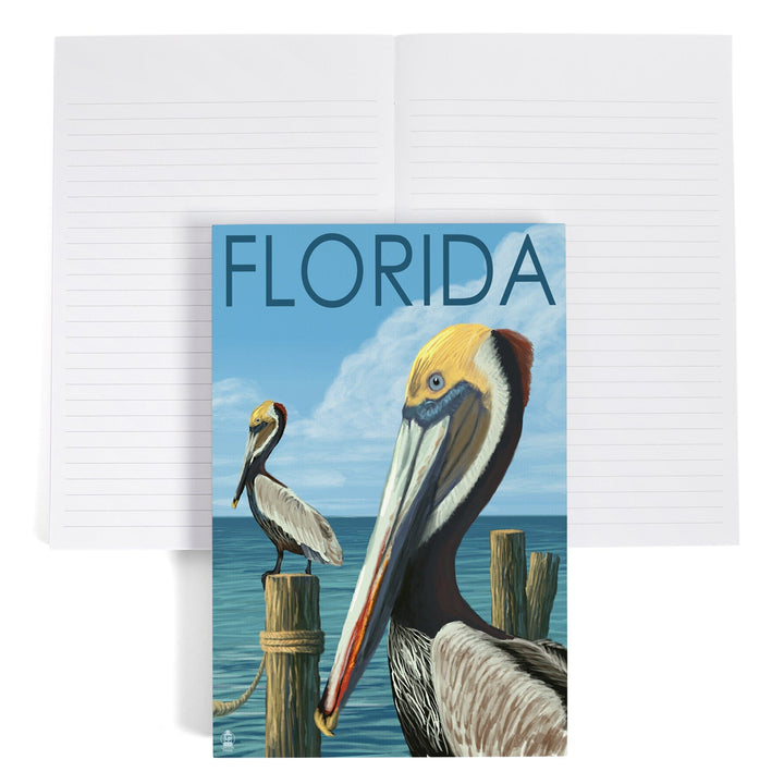 Lined 6x9 Journal, Florida, Brown Pelicans, Lay Flat, 193 Pages, FSC paper Home Lantern Press 