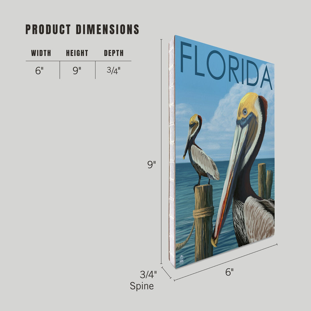 Lined 6x9 Journal, Florida, Brown Pelicans, Lay Flat, 193 Pages, FSC paper Home Lantern Press 