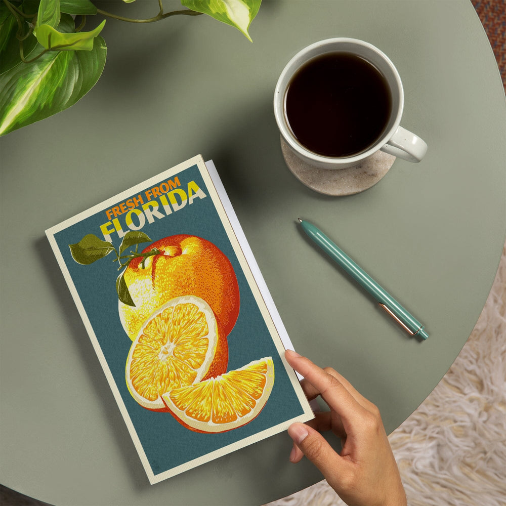 Lined 6x9 Journal, Florida, Fresh Oranges, Letterpress, Lay Flat, 193 Pages, FSC paper Home Lantern Press 