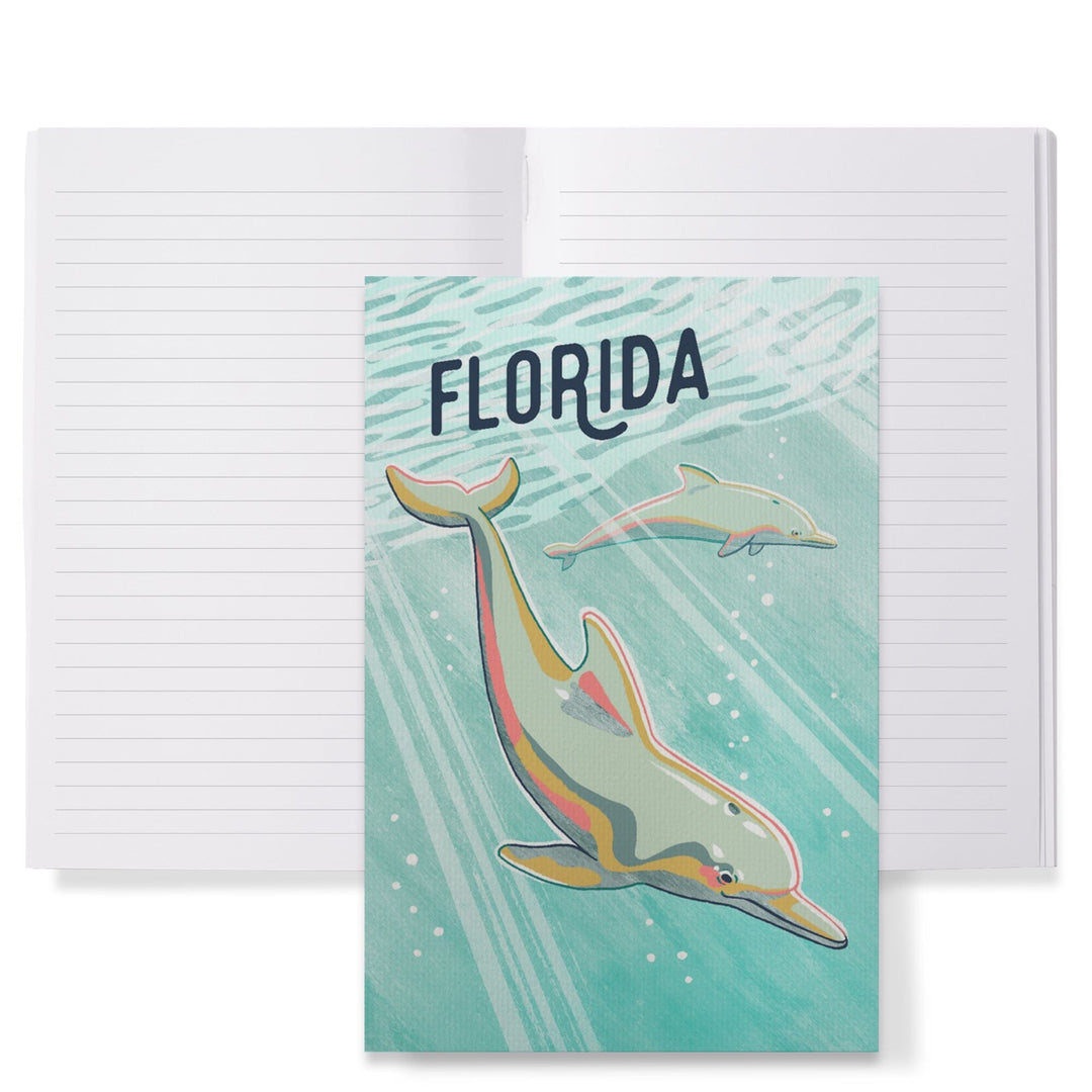 Lined 6x9 Journal, Florida, Graphic Pastel, Bottlenose Dolphin, Lay Flat, 193 Pages, FSC paper Home Lantern Press 