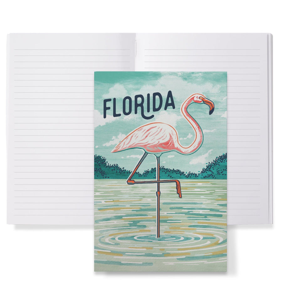 Lined 6x9 Journal, Florida, Graphic Pastel, Flamingo, Lay Flat, 193 Pages, FSC paper Home Lantern Press 