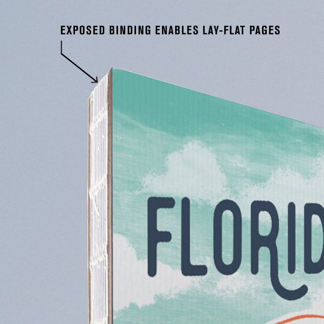 Lined 6x9 Journal, Florida, Graphic Pastel, Flamingo, Lay Flat, 193 Pages, FSC paper Home Lantern Press 