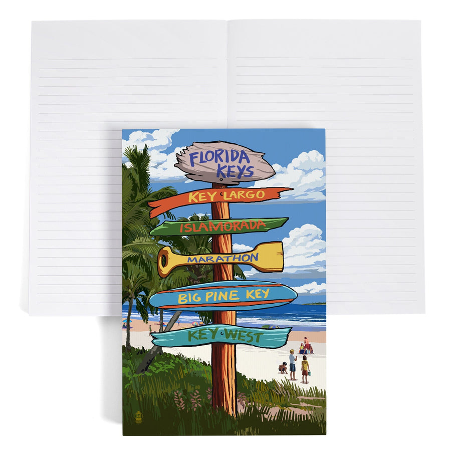 Lined 6x9 Journal, Florida Keys, Destinations Sign, Lay Flat, 193 Pages, FSC paper Home Lantern Press 