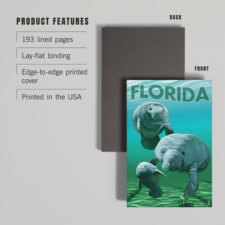 Lined 6x9 Journal, Florida, Manatees, Lay Flat, 193 Pages, FSC paper Home Lantern Press 