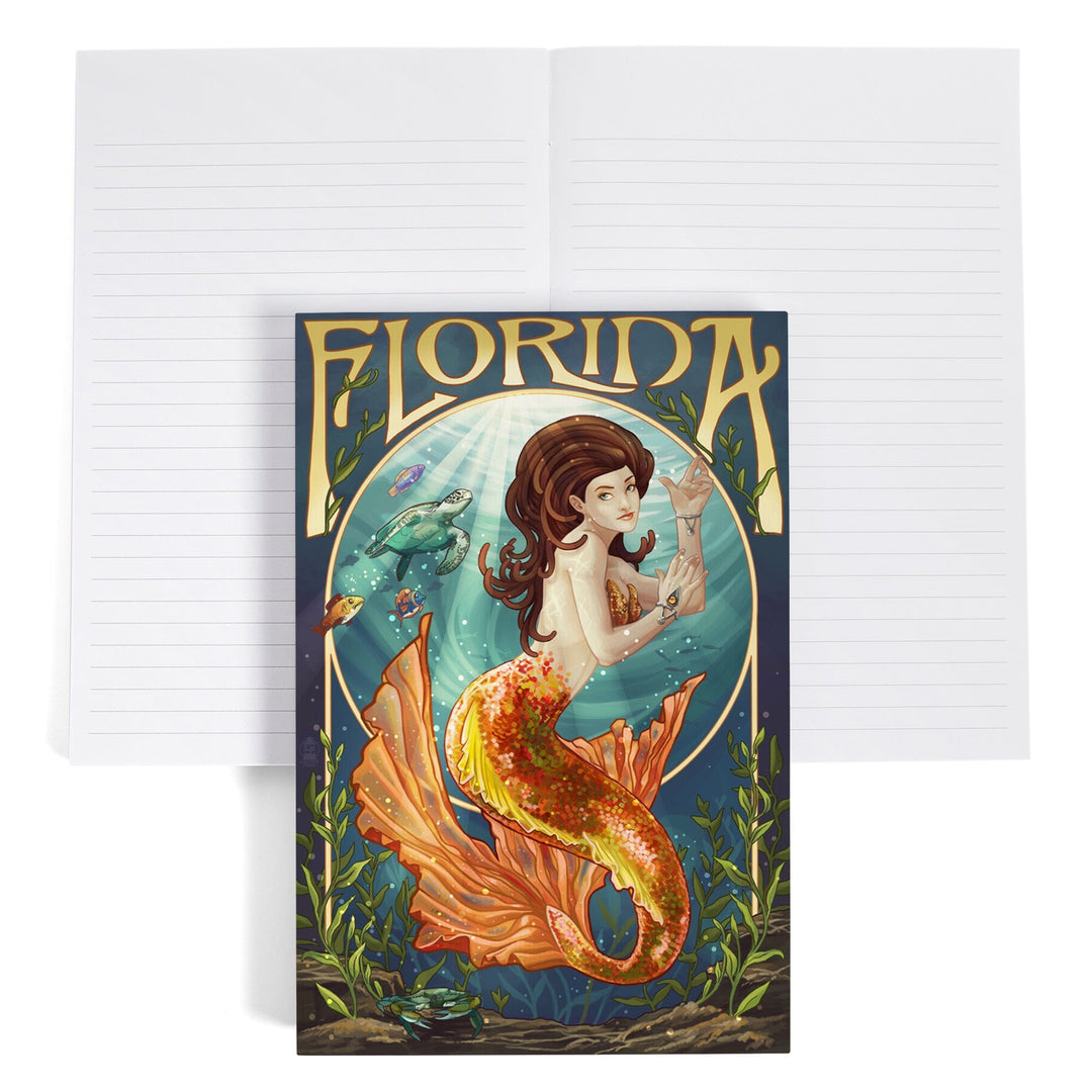 Lined 6x9 Journal, Florida, Mermaid, Lay Flat, 193 Pages, FSC paper Home Lantern Press 