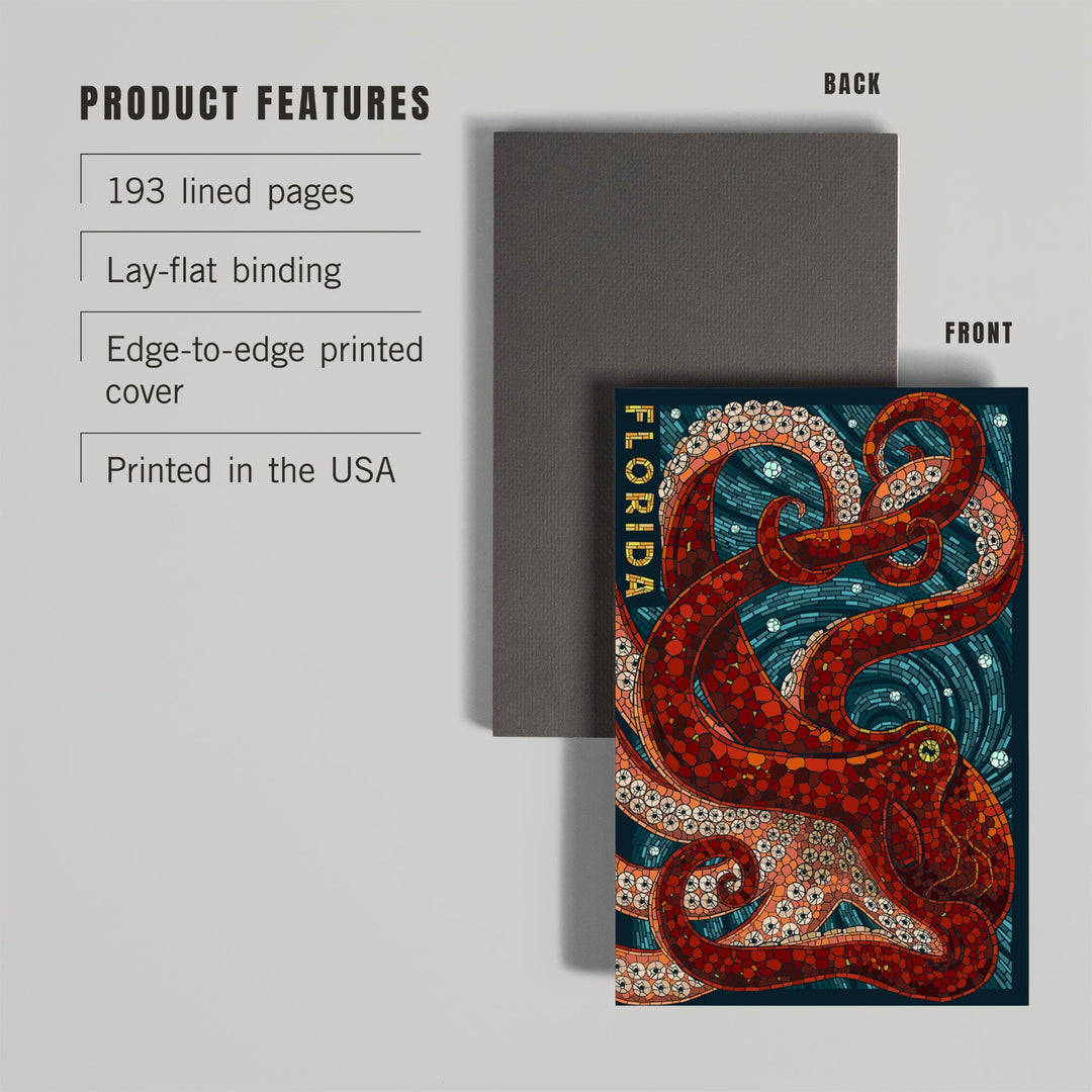 Lined 6x9 Journal, Florida, Octopus Paper Mosaic, Lay Flat, 193 Pages, FSC paper Home Lantern Press 