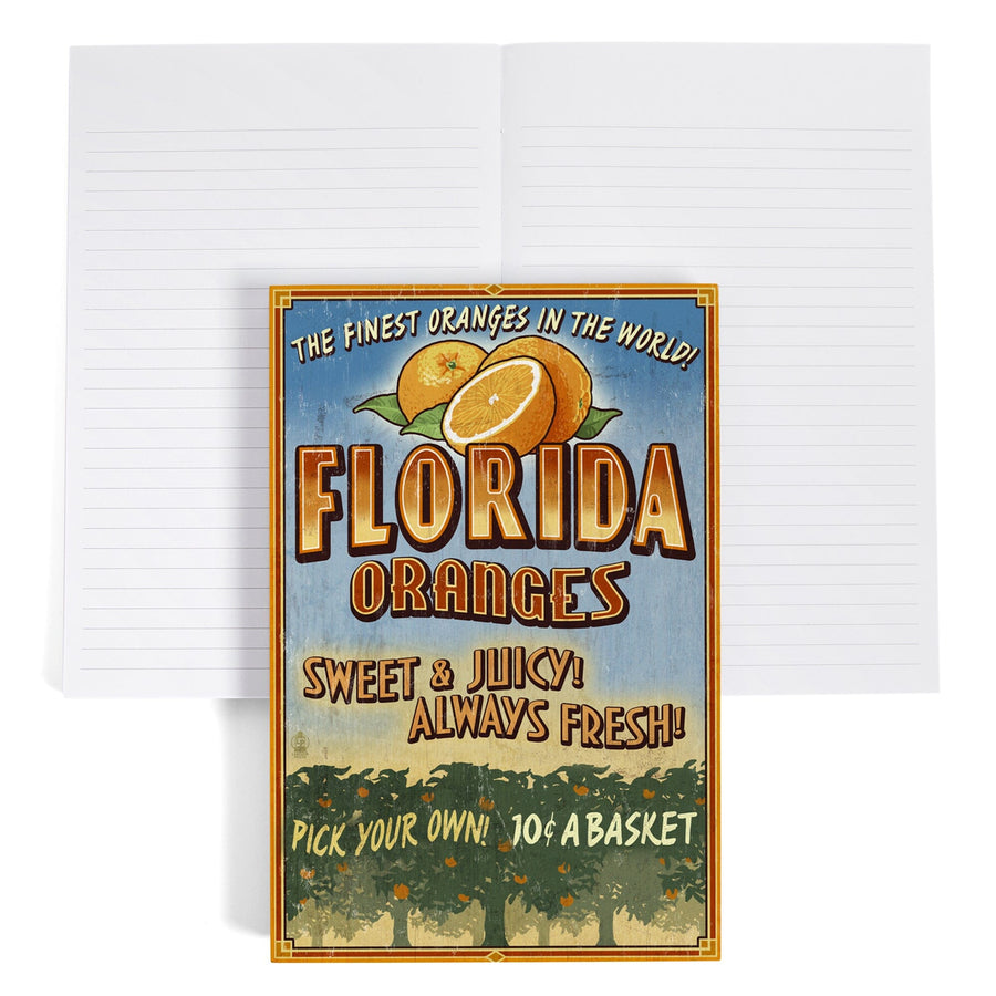 Lined 6x9 Journal, Florida, Orange Orchard Sign, Lay Flat, 193 Pages, FSC paper Home Lantern Press 