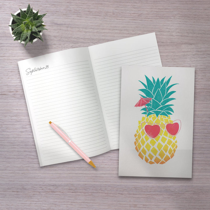 Lined 6x9 Journal, Florida, Pineapple, Tropicool, Watercolor Print, Lay Flat, 193 Pages, FSC paper Home Lantern Press 