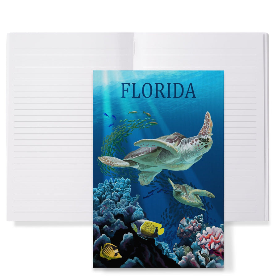 Lined 6x9 Journal, Florida, Sea Turtles Swimming, Lay Flat, 193 Pages, FSC paper Home Lantern Press 