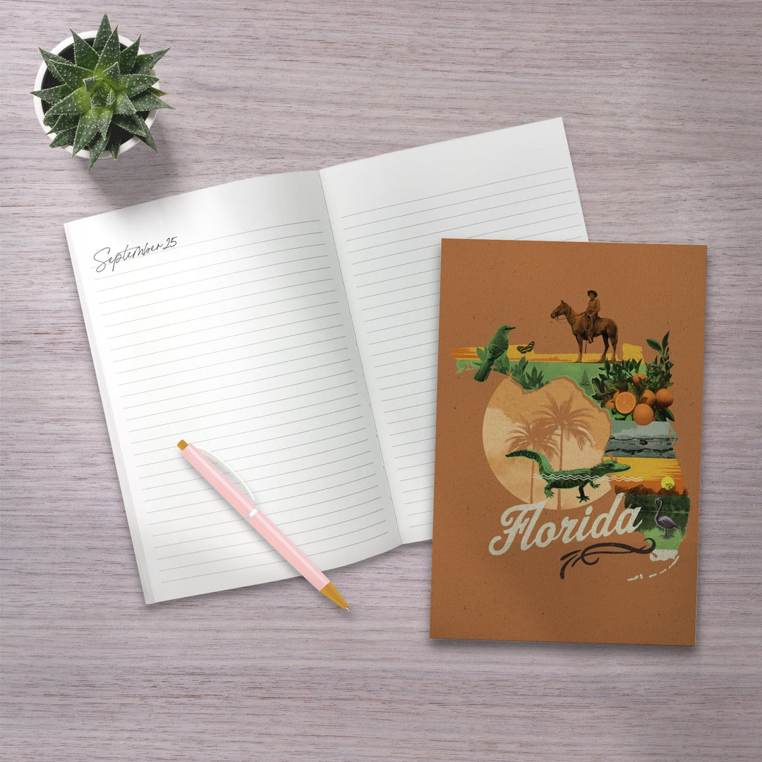 Lined 6x9 Journal, Florida, State Photomontage, State Series, Lay Flat, 193 Pages, FSC paper Home Lantern Press 