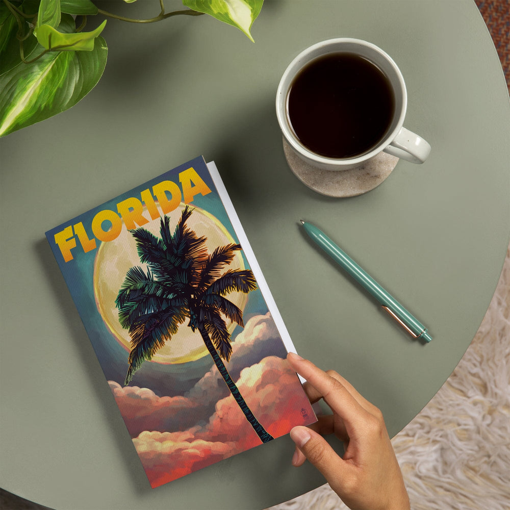 Lined 6x9 Journal, Florida, Sunset and Palm Tree, Lay Flat, 193 Pages, FSC paper Home Lantern Press 