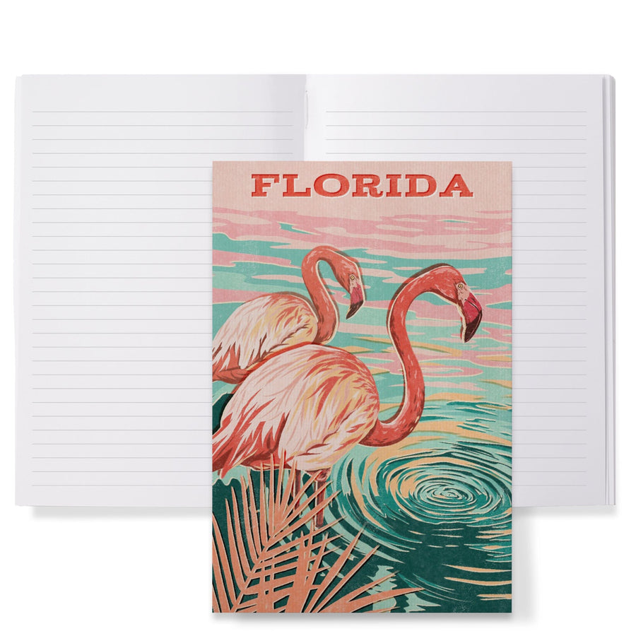 Lined 6x9 Journal, Florida, Vintage Print Press, Flamingo, Lay Flat, 193 Pages, FSC paper Home Lantern Press 