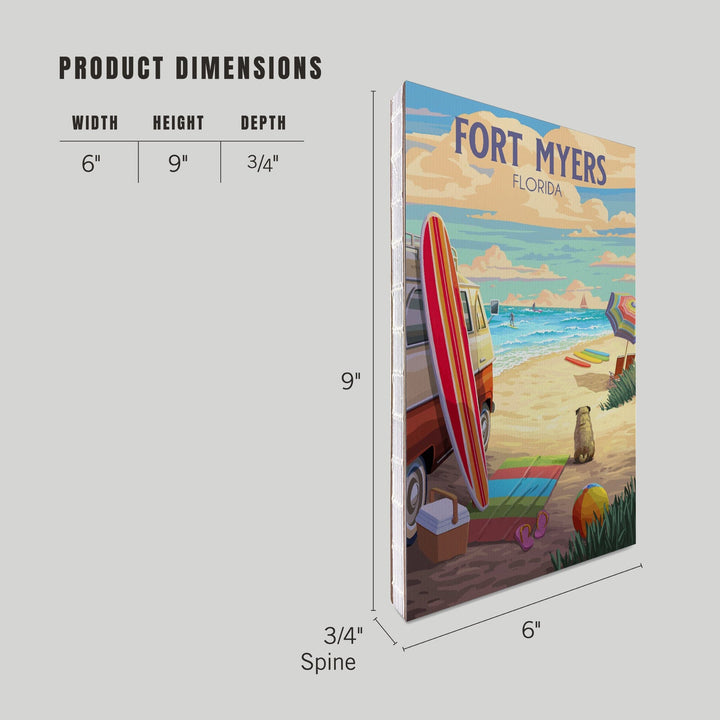 Lined 6x9 Journal, Fort Myers, Florida, Beach Activities, Painterly, Lay Flat, 193 Pages, FSC paper Home Lantern Press 